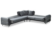 Royal Convertible Sectional Sofa Grey in Grey - 105-ROY-LUX405-5