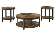 Roybeck Light Brown/Bronze Table (Set of 3) - DMV FurnitureOccasional Table Set