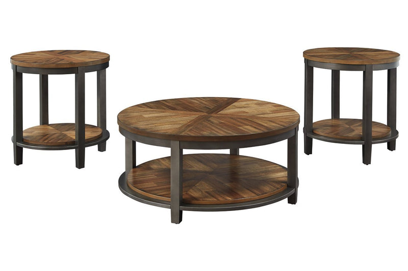 Roybeck Light Brown/Bronze Table (Set of 3) - DMV FurnitureOccasional Table Set