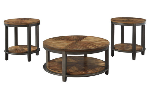 Roybeck Light Brown/Bronze Table (Set of 3) - DMV FurnitureOccasional Table Set