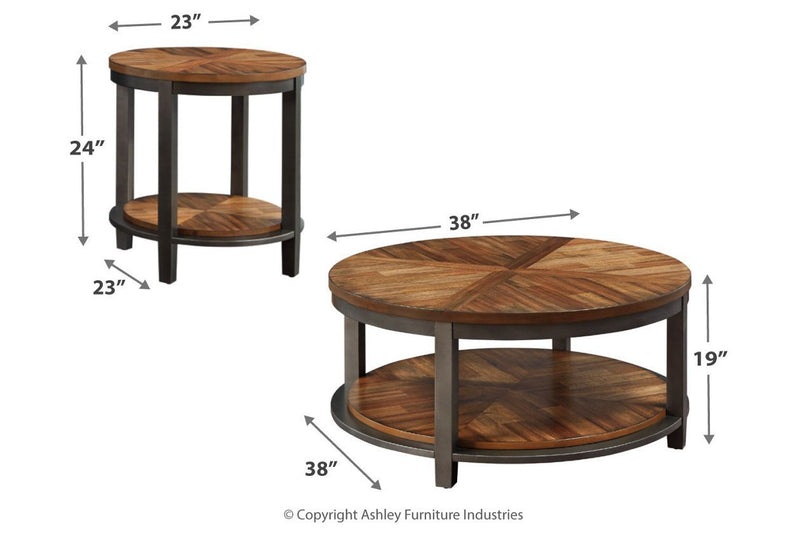 Roybeck Light Brown/Bronze Table (Set of 3) - DMV FurnitureOccasional Table Set