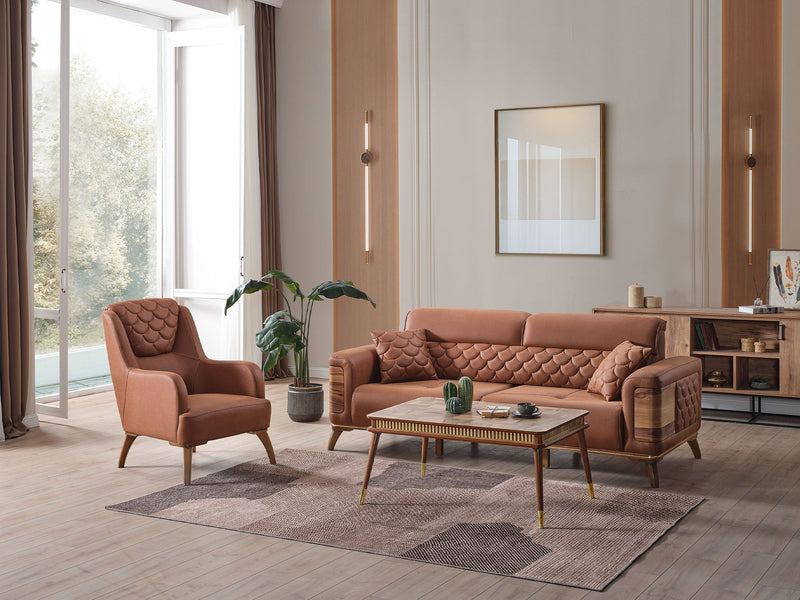 Ruby 3-pieces (Sofa & Loveseat & Chair) Livingroom Set Brick in Brick - 101-RUB-VER095-321
