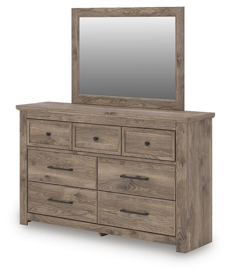 Rusticott King Panel Bed with Mirrored Dresser in Brown - PKG023696