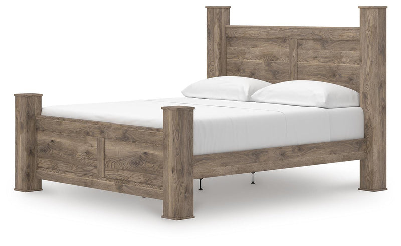 Rusticott King Poster Bed, Dresser and Mirror in Brown - PKG023706