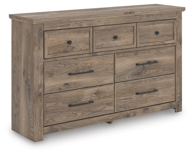 Rusticott Queen Panel Bed with Dresser and Chest in Brown - PKG023694