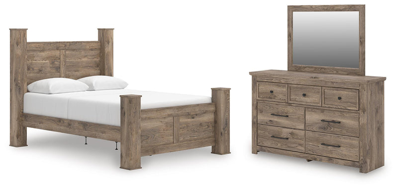 Rusticott Queen Poster Bed, Dresser and Mirror - PCB2260B5