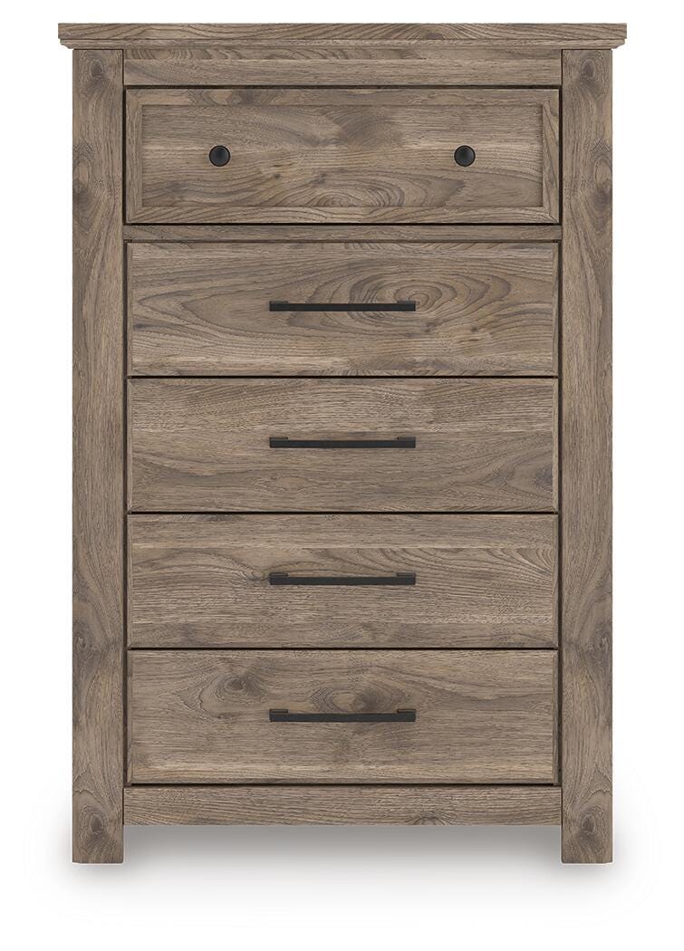 Rusticott Queen Poster Bed with Dresser and Chest in Brown - PKG023704