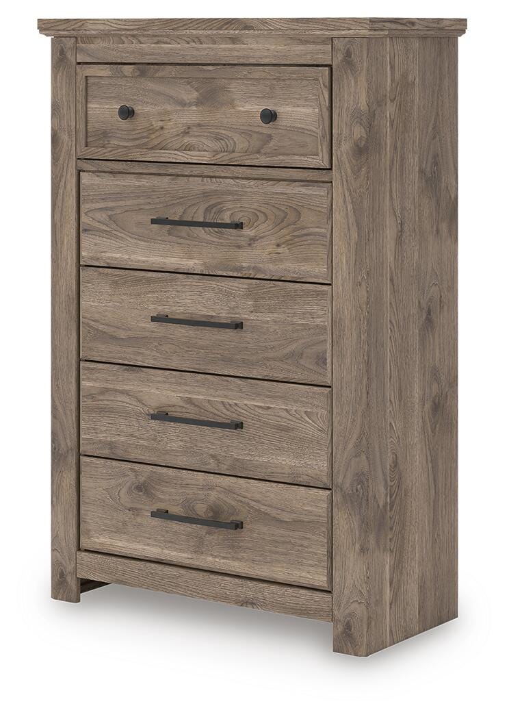 Rusticott Queen Poster Bed with Dresser and Chest in Brown - PKG023704