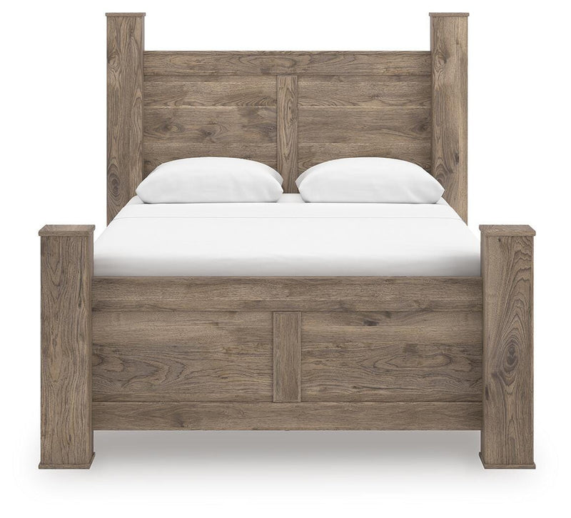Rusticott Queen Poster Bed with Dresser and Chest in Brown - PKG023704