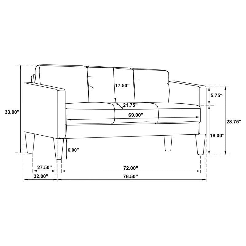Ruth 2-piece Fabric Upholstered Track Arm Sofa Matcha Green - 511214-S2