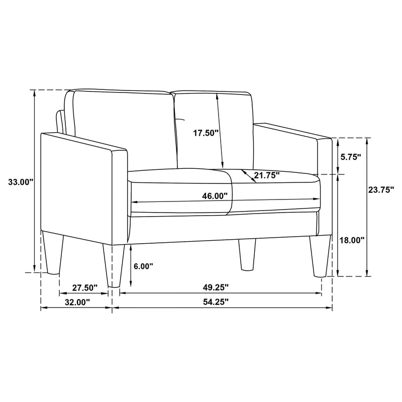 Ruth 2-piece Fabric Upholstered Track Arm Sofa Rust Red - 511211-S2