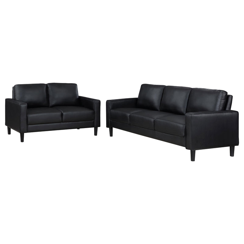 Ruth 2-piece Upholstered Track Arm Sofa Set Black - 508361-S2