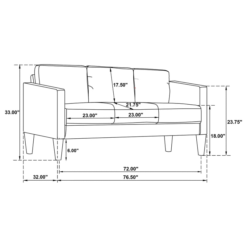 Ruth 3-piece Upholstered Track Arm Sofa Set Black - 508361-S3