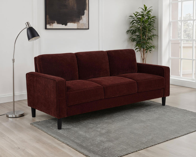 Ruth 77-inch Fabric Upholstered Track Arm Sofa Rust Red - 511211