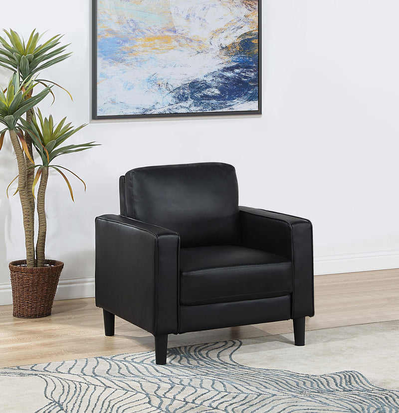 Ruth Black Upholstered Track Arm Living Room Set