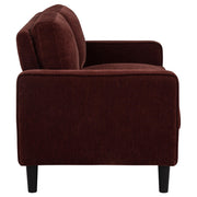 Ruth Fabric Upholstered Track Arm Loveseat Rust Red - 511212
