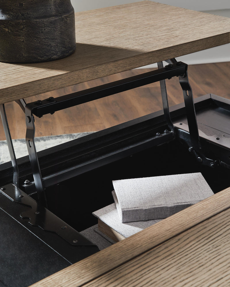 Rylandyn Black/Light Brown Lift-Top Coffee Table - T721-00