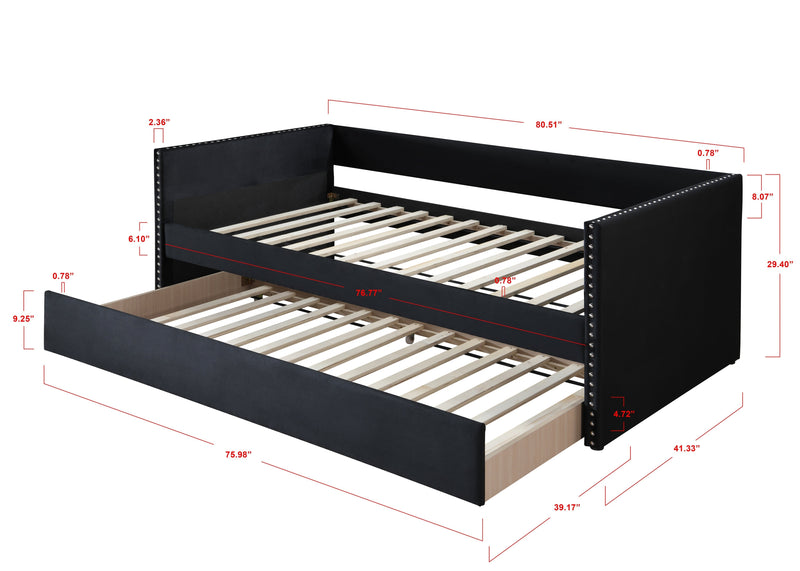 Sadie Black Velvet Twin Daybed - DMV FurnitureDaybed