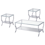 Saide 3-piece Glass Top Coffee and End Table Set Chrome - 720338-S3