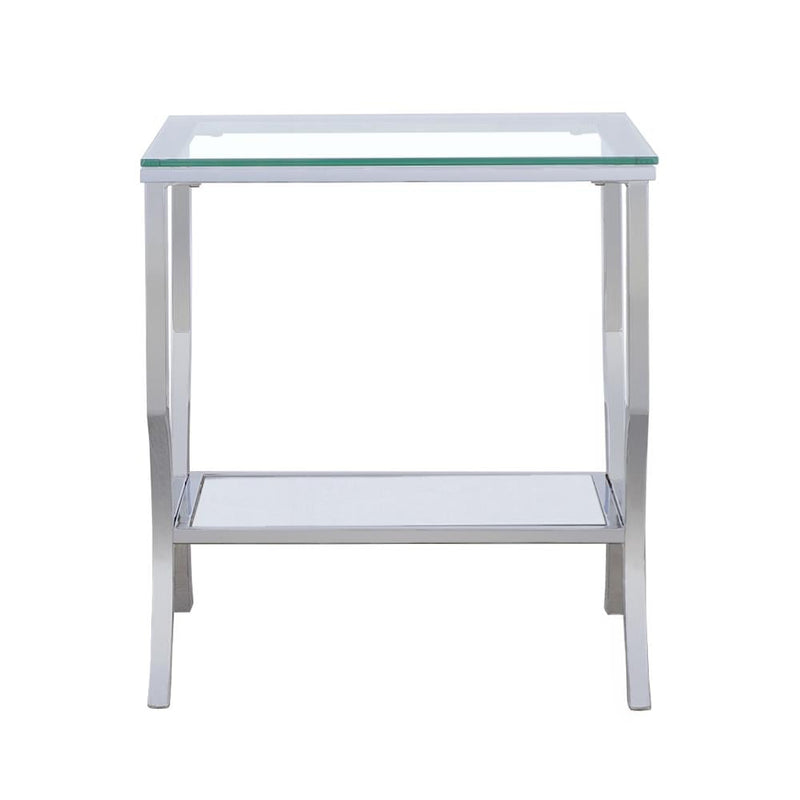 Saide Square Glass Top Side End Table Chrome - 720337