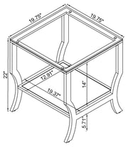 Saide Square Glass Top Side End Table Chrome - 720337