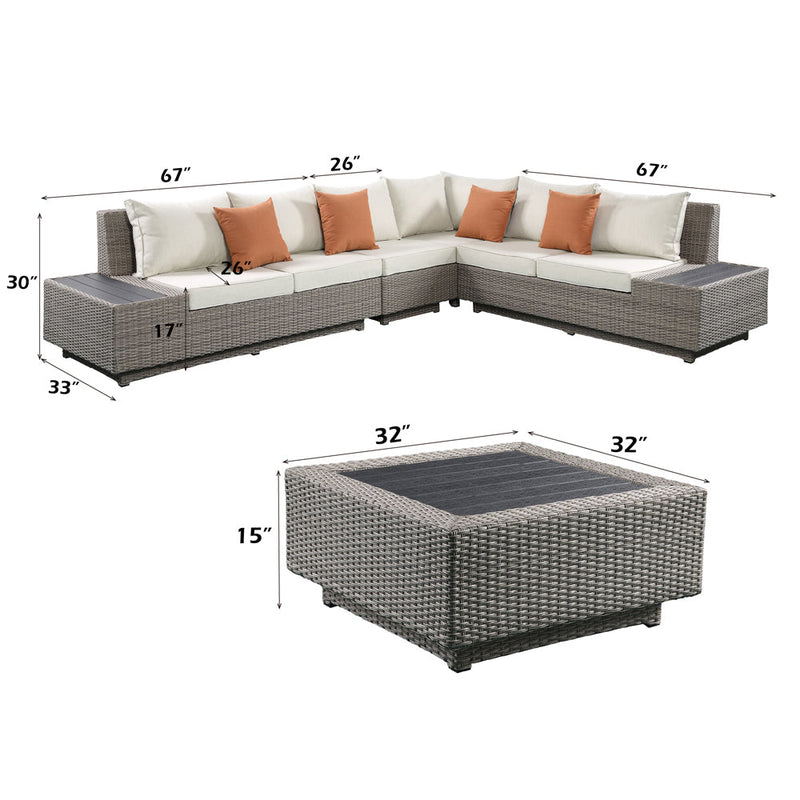 Salena Patio Sectional Sofa W/4 Pillows & Coffee Table - 45020