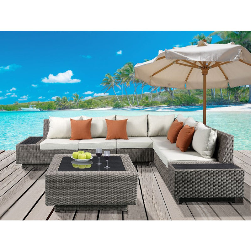 Salena Patio Sectional Sofa W/4 Pillows & Coffee Table - 45020