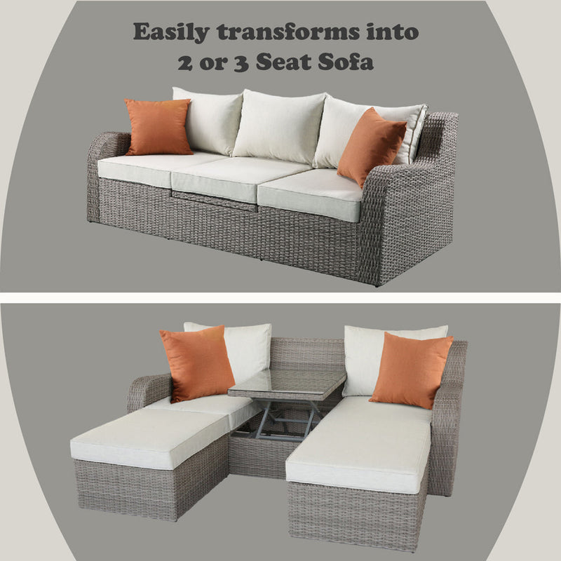 Salena Patio Sofa W/2 Pillows & 2 Ottomans - 45010