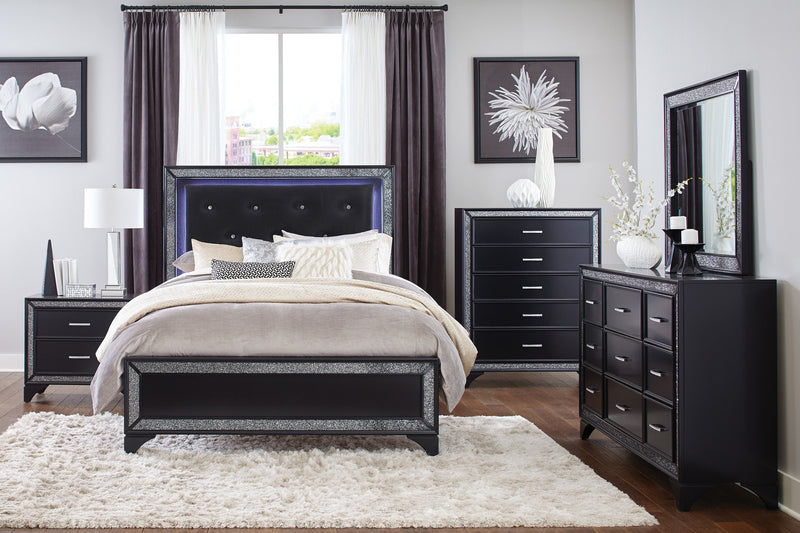Salon Black LED Upholstered Panel Bedroom Set - DMV FurnitureBedroom Set