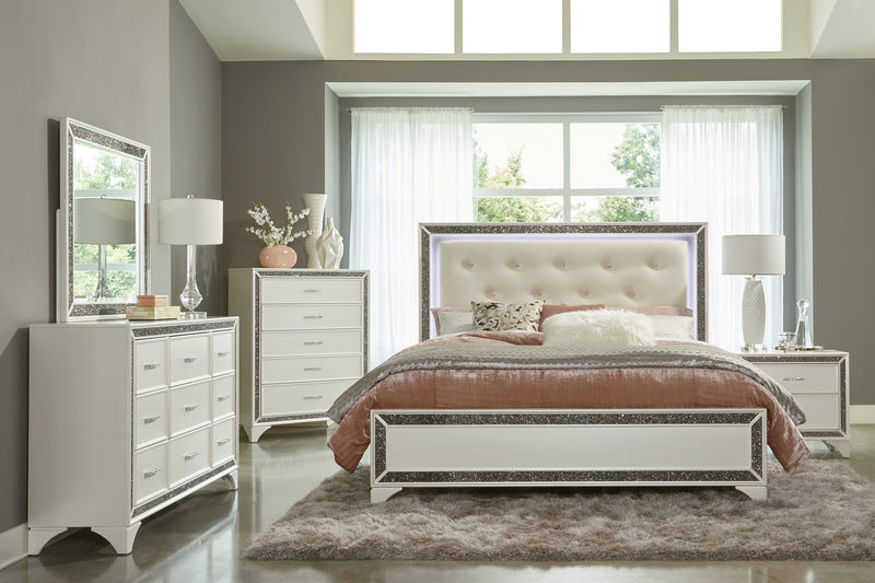 Salon White LED Upholstered Panel Bedroom Set - DMV FurnitureBedroom Set