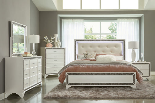 Salon White LED Upholstered Panel Bedroom Set - DMV FurnitureBedroom Set