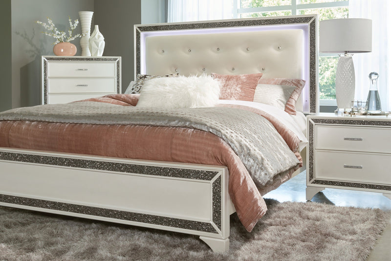 Salon White LED Upholstered Panel Bedroom Set - DMV FurnitureBedroom Set