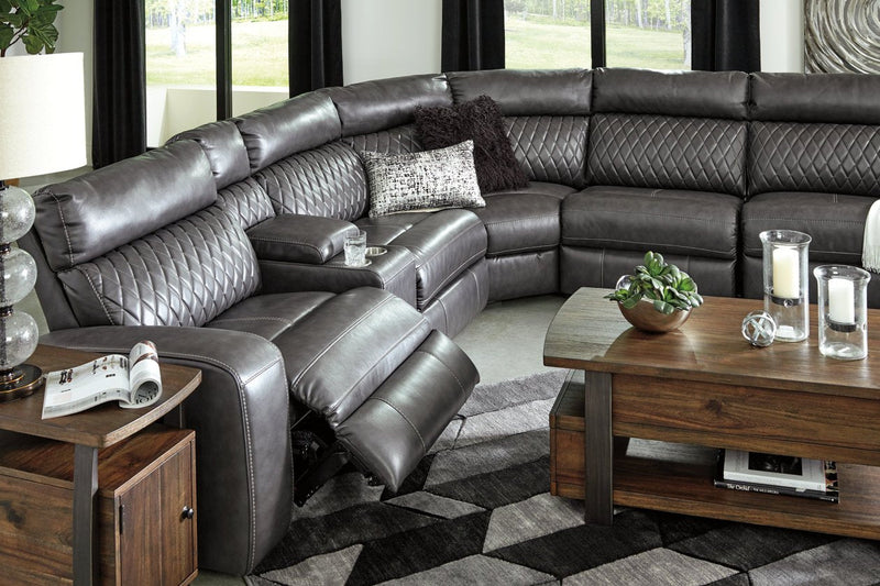 Samperstone Gray Console with Storage - 5520357 - DMV Furniture