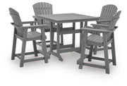 Sanctuary Beach Outdoor Counter Height Dining Table and 4 Barstools in Dark Gray - PKG024026