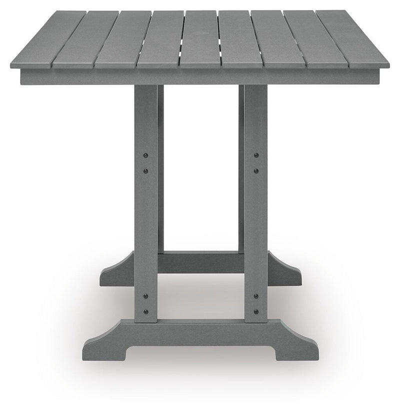 Sanctuary Beach Outdoor Counter Height Dining Table and 4 Barstools in Dark Gray - PKG024026