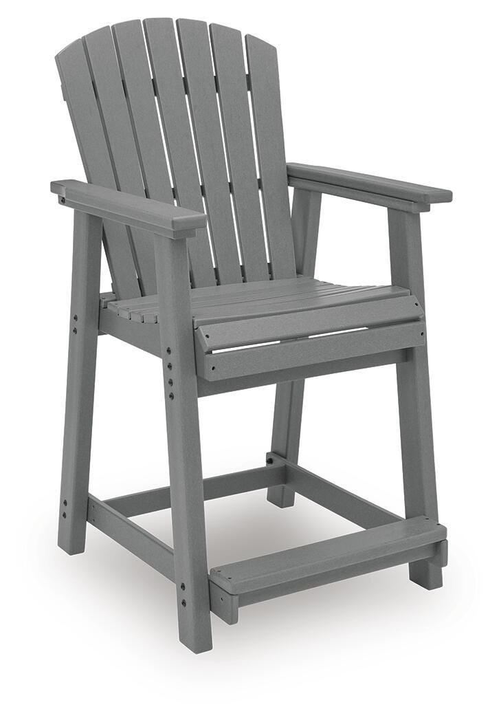 Sanctuary Beach Outdoor Counter Height Dining Table and 4 Barstools in Dark Gray - PKG024026