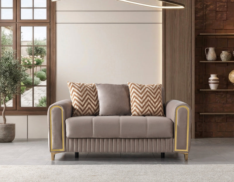 Sandra Coffee Velvet Loveseat 64.5" - SANDRACOFFEE-L