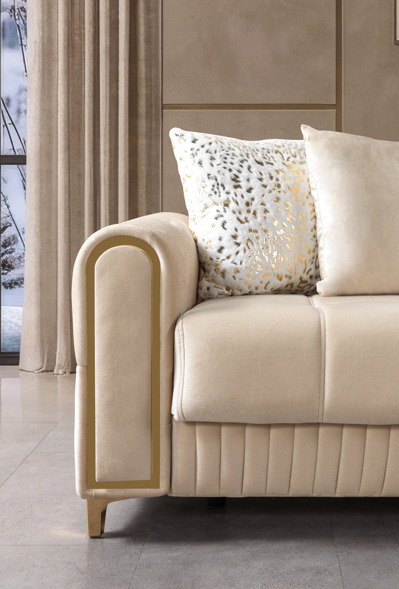 Sandra Ivory Velvet Loveseat 64.5" - SANDRAIVORY-L