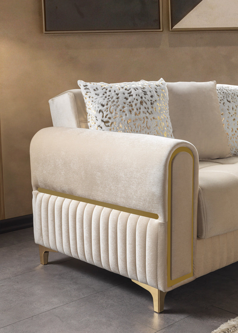 Sandra Ivory Velvet Loveseat 64.5" - SANDRAIVORY-L