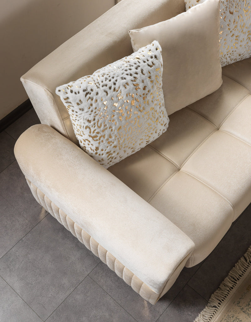 Sandra Ivory Velvet Loveseat 64.5" - SANDRAIVORY-L