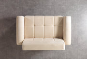 Sandra Ivory Velvet Loveseat 64.5" - SANDRAIVORY-L