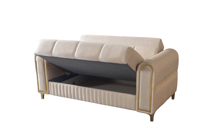 Sandra Ivory Velvet Loveseat 64.5" - SANDRAIVORY-L