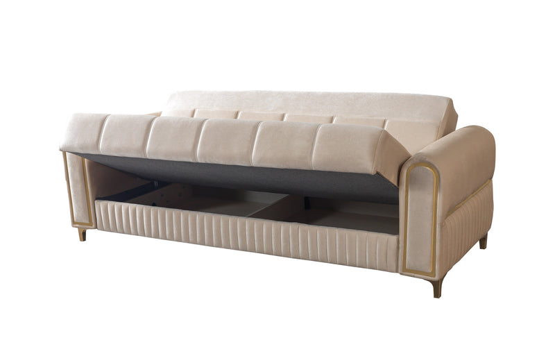 Sandra Ivory Velvet Sofa 88" & Loveseat 64" - SANDRAIVORY-SL
