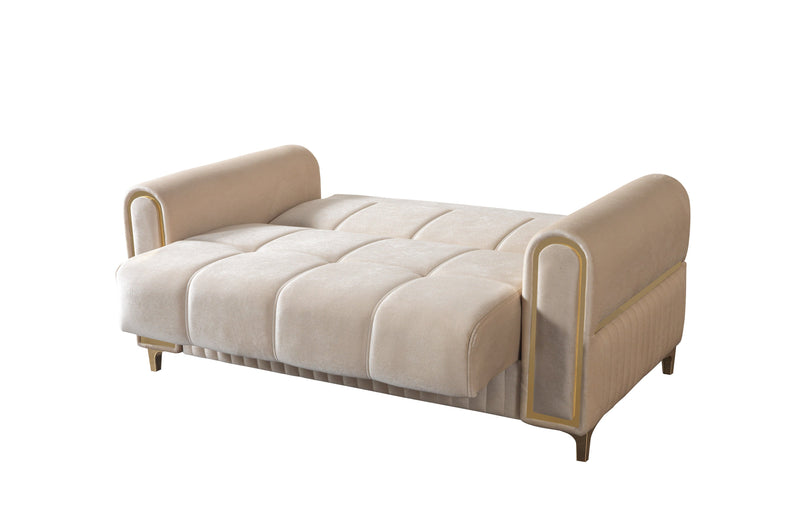 Sandra Ivory Velvet Sofa 88" & Loveseat 64" - SANDRAIVORY-SL