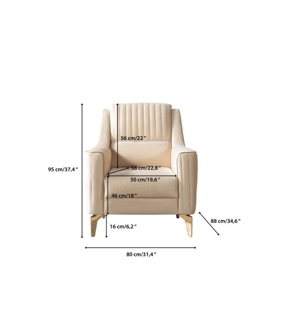 Sandra Ivory Velvet Sofa 88" & Loveseat 64" - SANDRAIVORY-SL