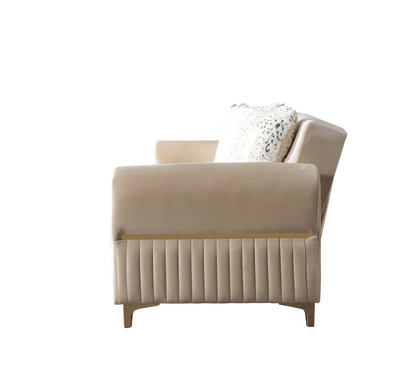 Sandra Ivory Velvet Sofabed 88" - SANDRAIVORY-S