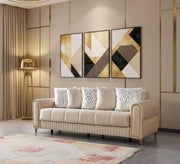 Sandra Ivory Velvet Sofabed 88" - SANDRAIVORY-S