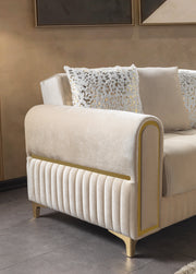 Sandra Ivory Velvet Sofabed 88" - SANDRAIVORY-S