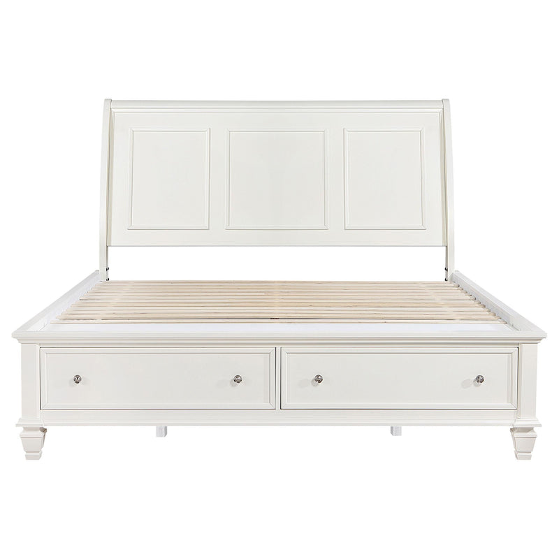 Sandy Beach Wood Eastern King Storage Panel Bed Cream White - 201309KE