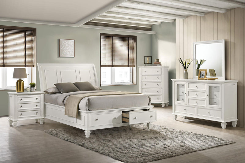 Sandy Beach Wood Eastern King Storage Panel Bed Cream White - 201309KE